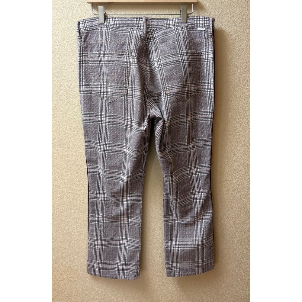 Mother The Insider Ankle Plaid Side Stripe Jeans Grey Orange Burgundy Size 34 - Picture 9 of 9